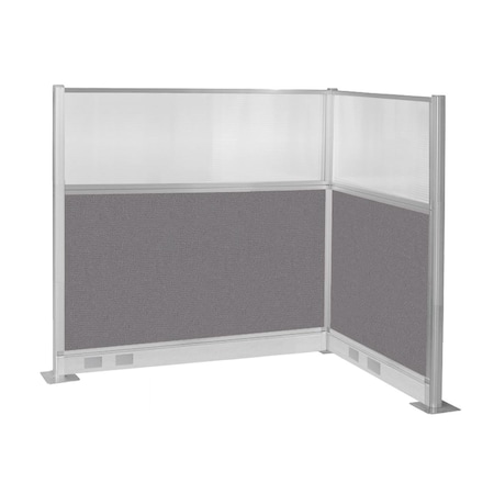 Versare Pre-Configured Hush Panel Electric Cubicle (L Shape) 6' x 4' w/ Window Slate Fabric 1859415